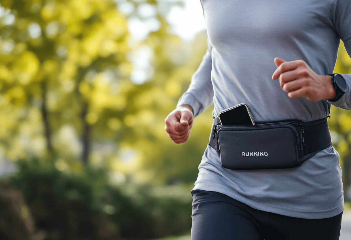 coureur portant une ceinture running personnalisée en extérieur